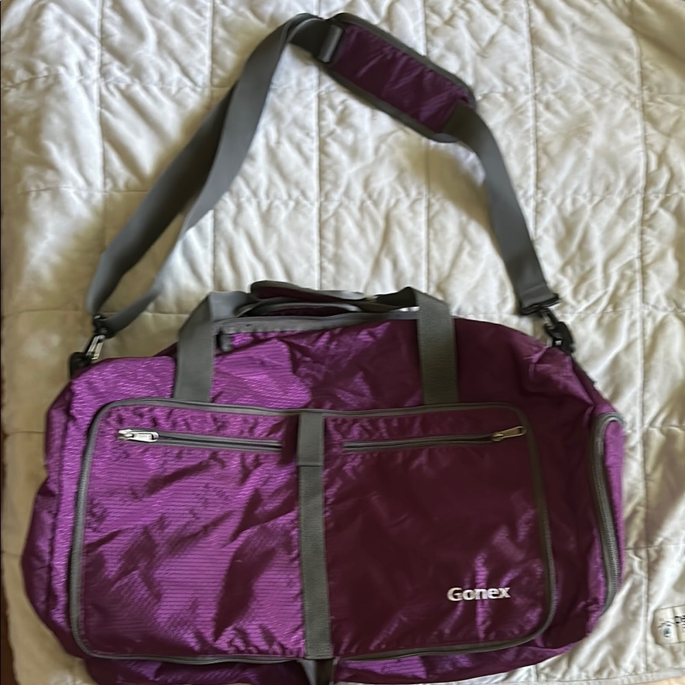 Gonex Purple Duffel Bag with Gray Straps